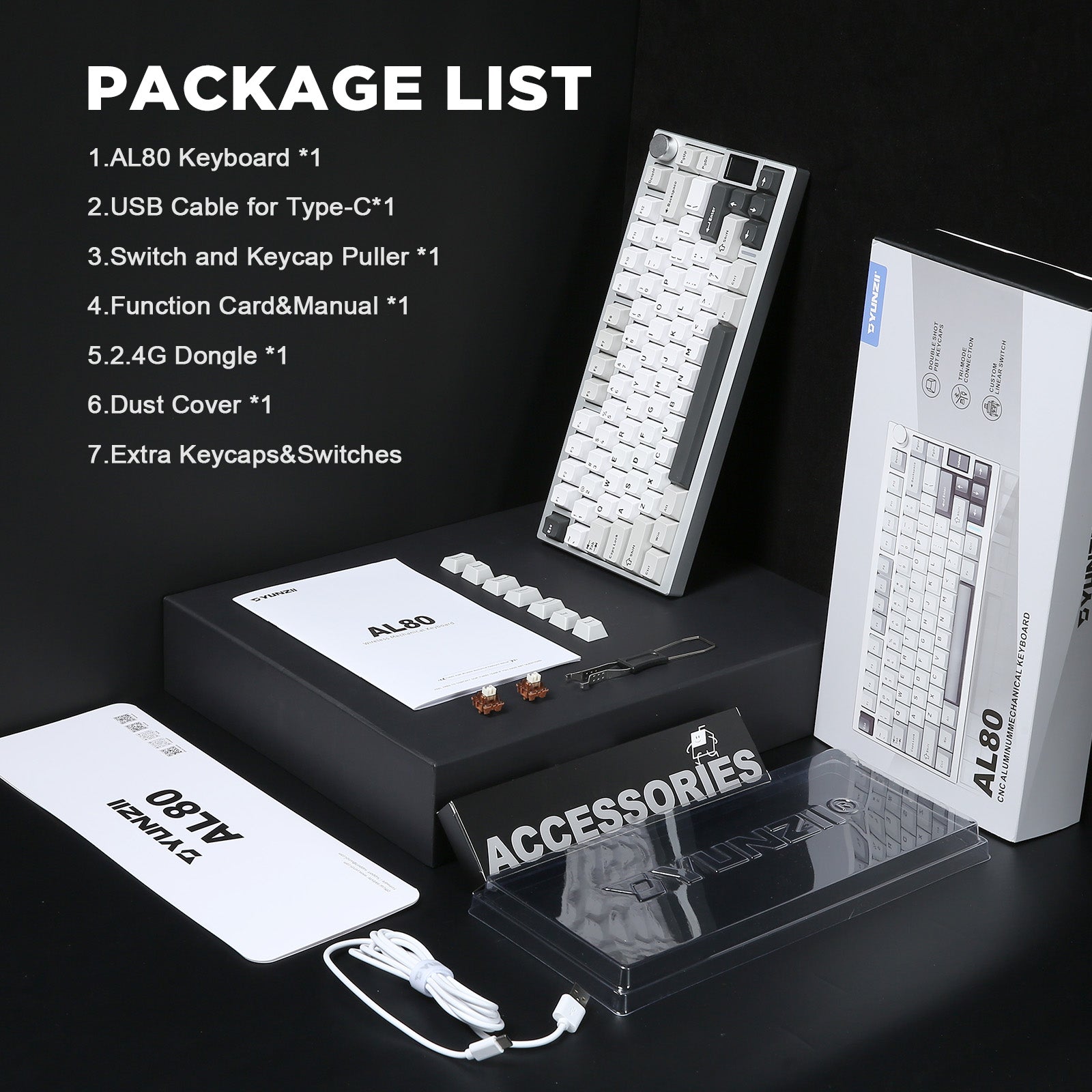 YUNZII AL80 QMK Aluminum Wireless Mechanical Keyboard with LCD Screen