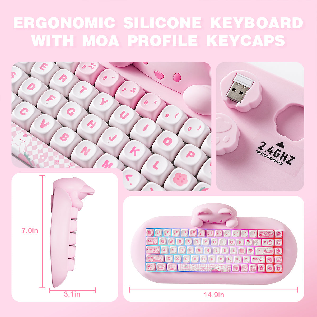YUNZII C68 Meow Bluetooth Wireless Mechanical Cat Keyboard Milk Switch