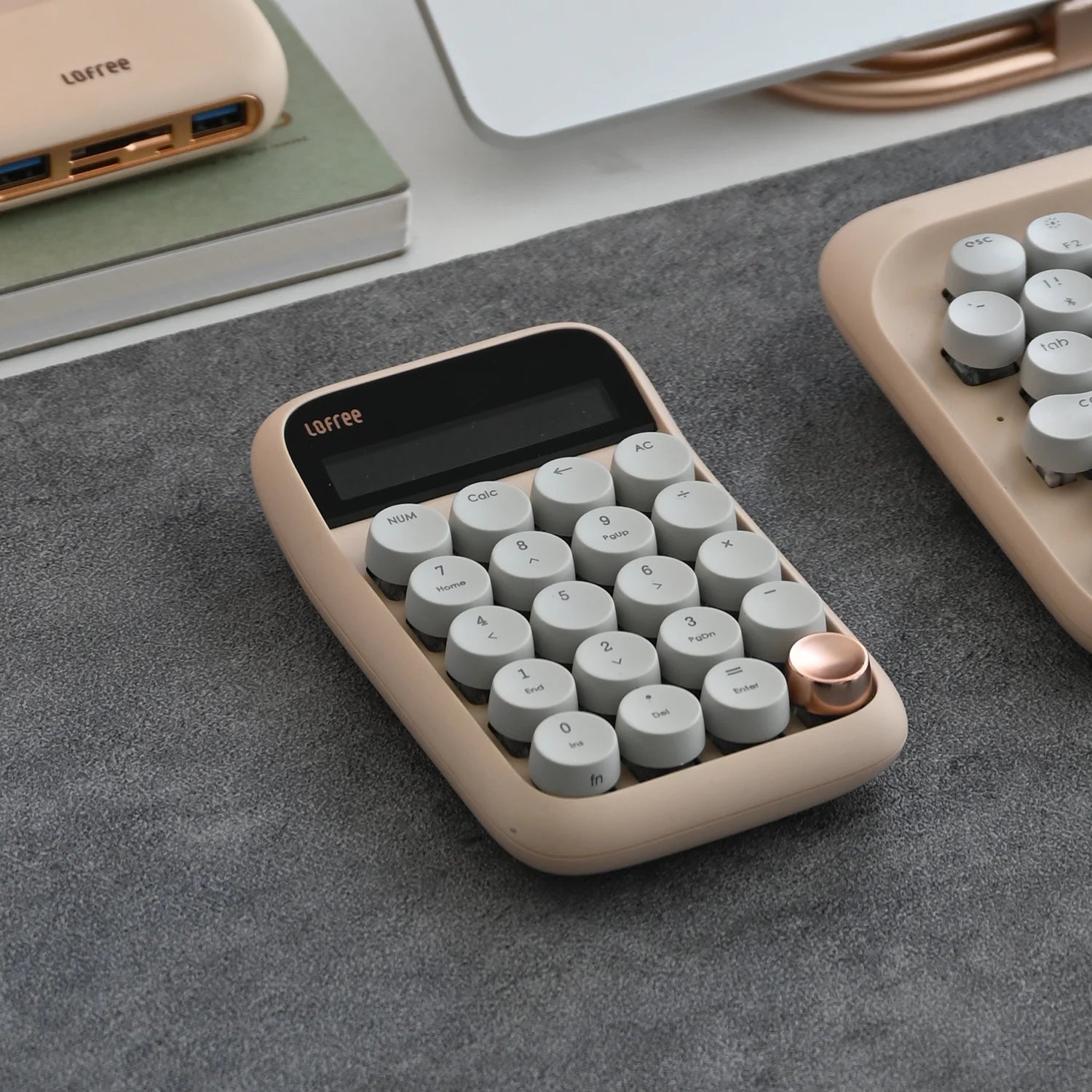 Lofree Bluetooth Dual-Mode Number Pad & Calculator (Blue Switch) - Milk Tea