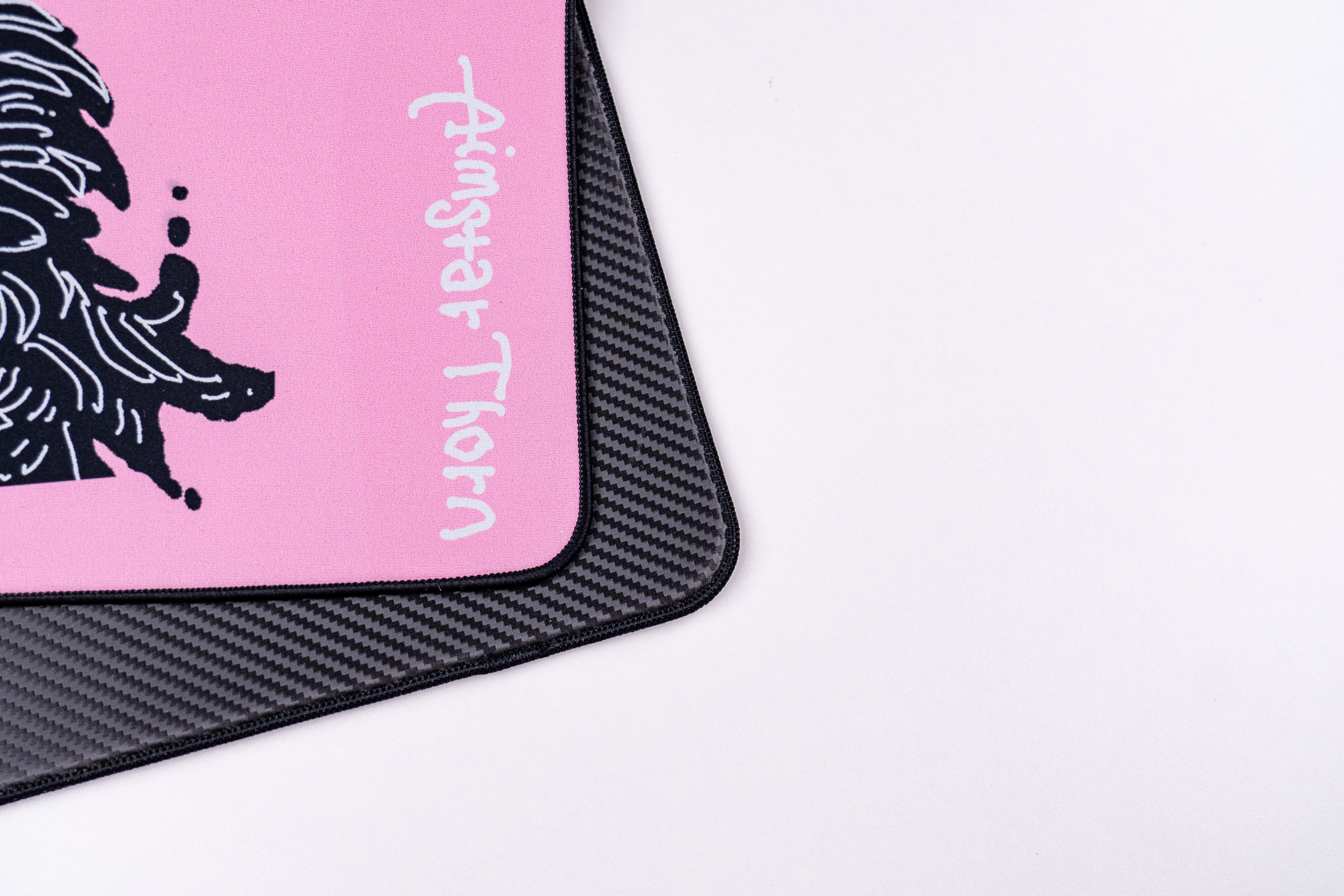 AimStar Pink Thorn Mousepad – 490mm420mm4mm Carbon Fiber Pattern Gaming Mouse Pad for Esports & PC Gamers