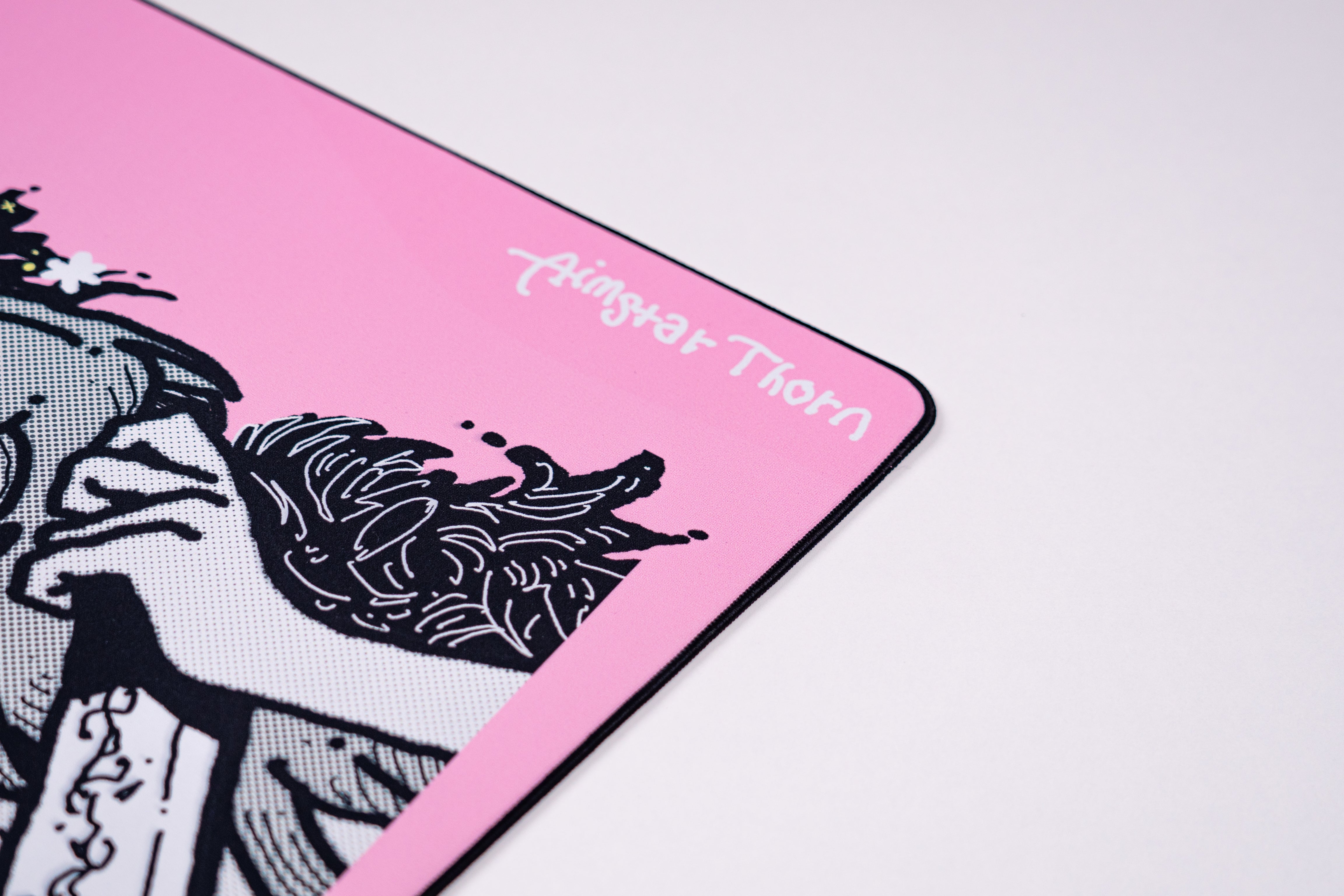 AimStar Pink Thorn Mousepad – 490mm420mm4mm Carbon Fiber Pattern Gaming Mouse Pad for Esports & PC Gamers