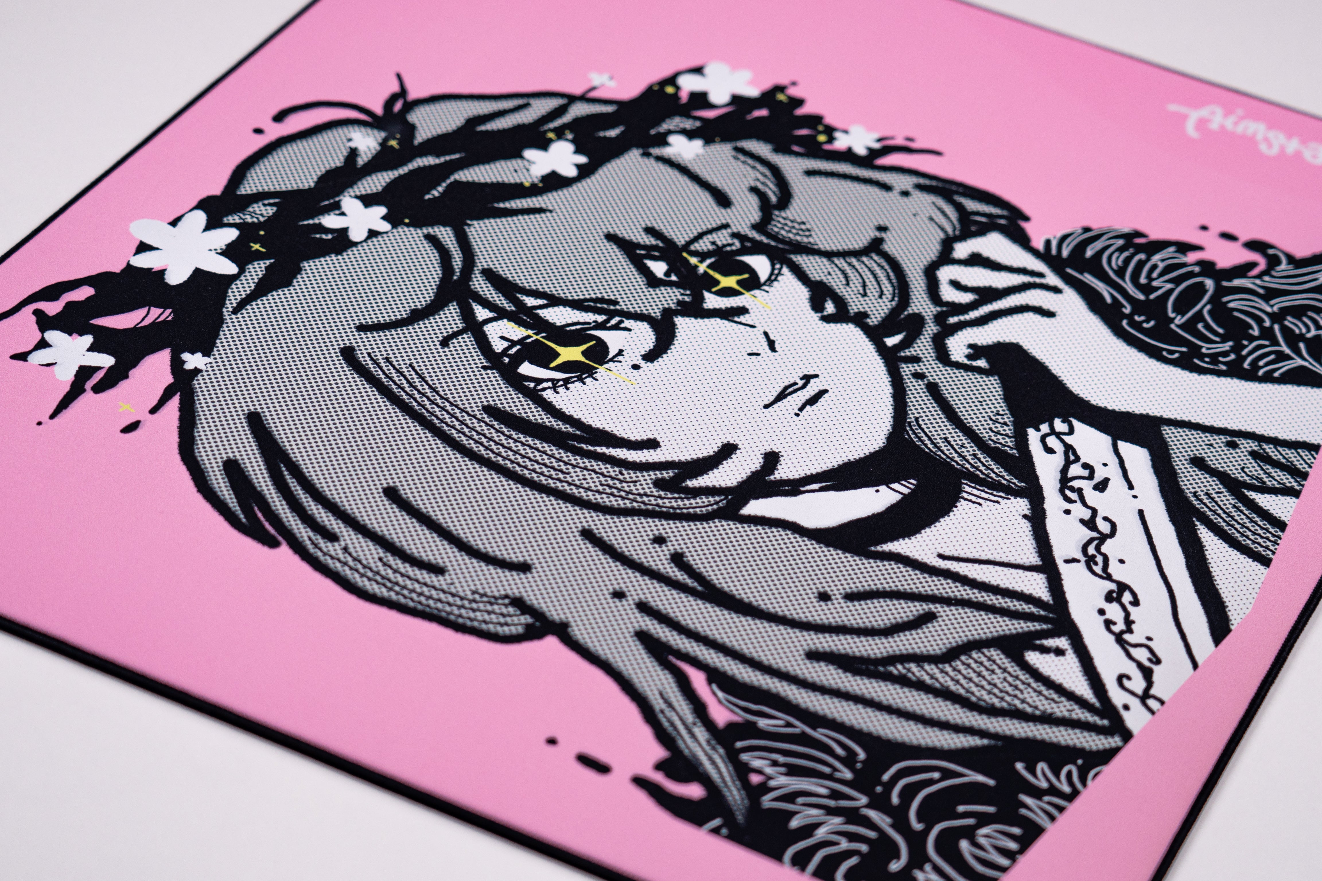 AimStar Pink Thorn Mousepad – 490mm420mm4mm Carbon Fiber Pattern Gaming Mouse Pad for Esports & PC Gamers