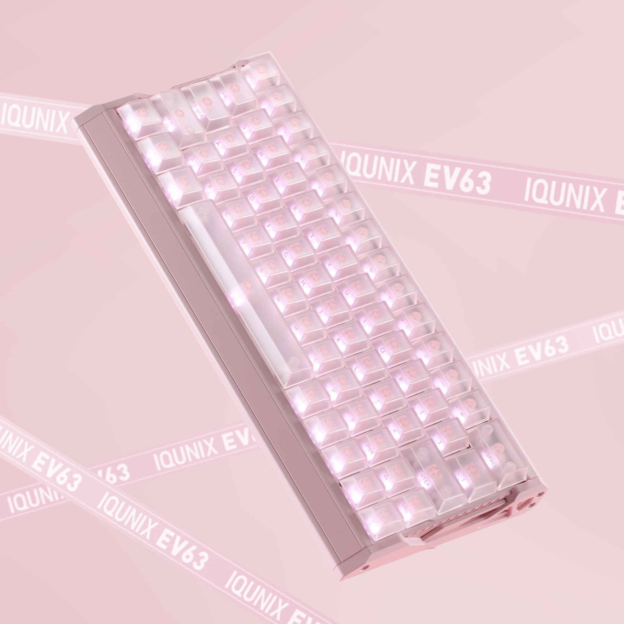 IQUNIX EV63 Hall Effect 8K RGB Wired Gaming Keyboard Pink Magnetic X Ultra Switch