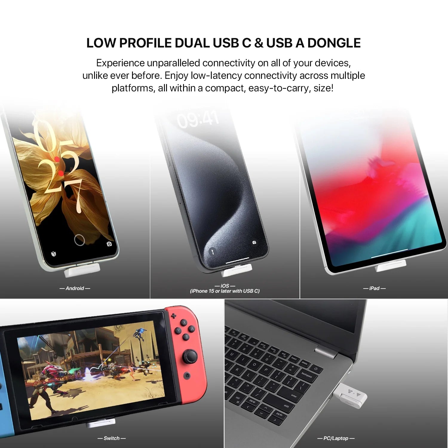 Fantech WHG03 PRO Wireless, Bluetooth, 3.5mm and wired USB-C with 7.1 Surround Sound Headset