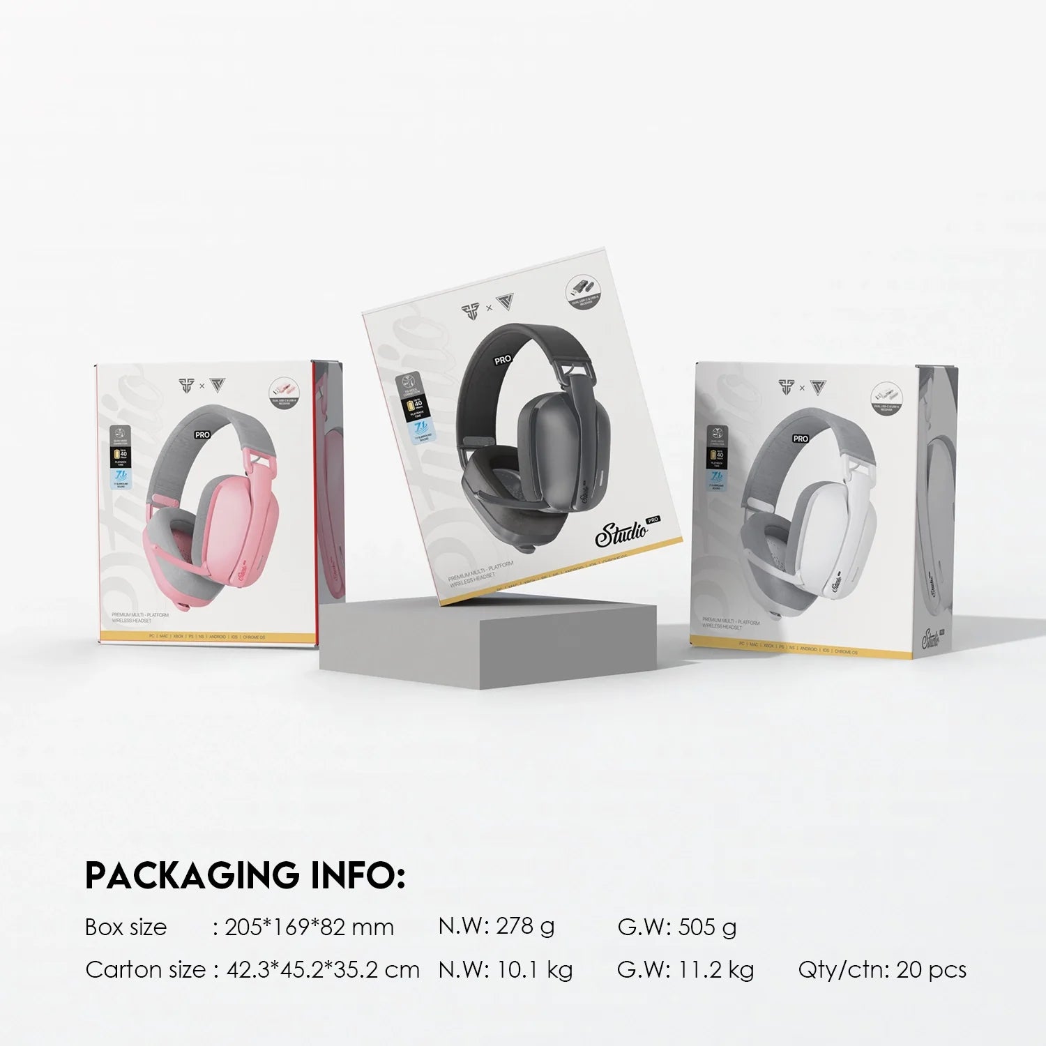 Fantech WHG03 PRO Wireless, Bluetooth, 3.5mm and wired USB-C with 7.1 Surround Sound Headset