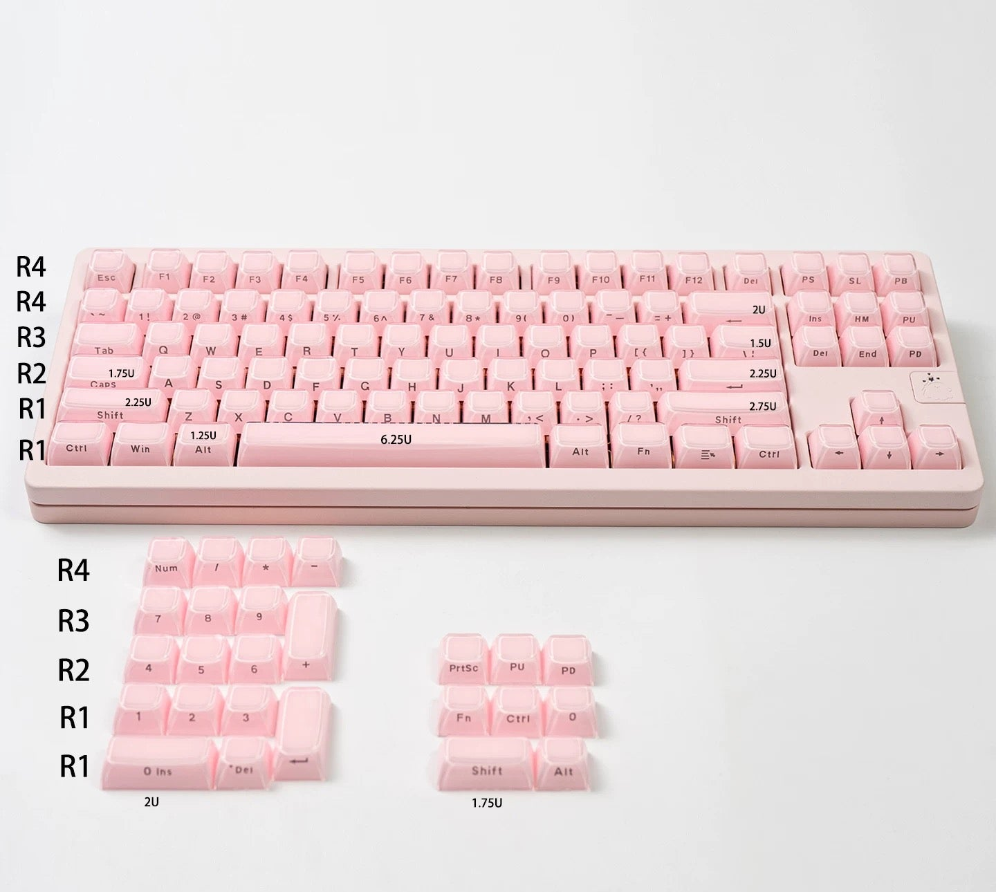 White Crystal Jelly OEM Profile Double-Shot PC Keycaps