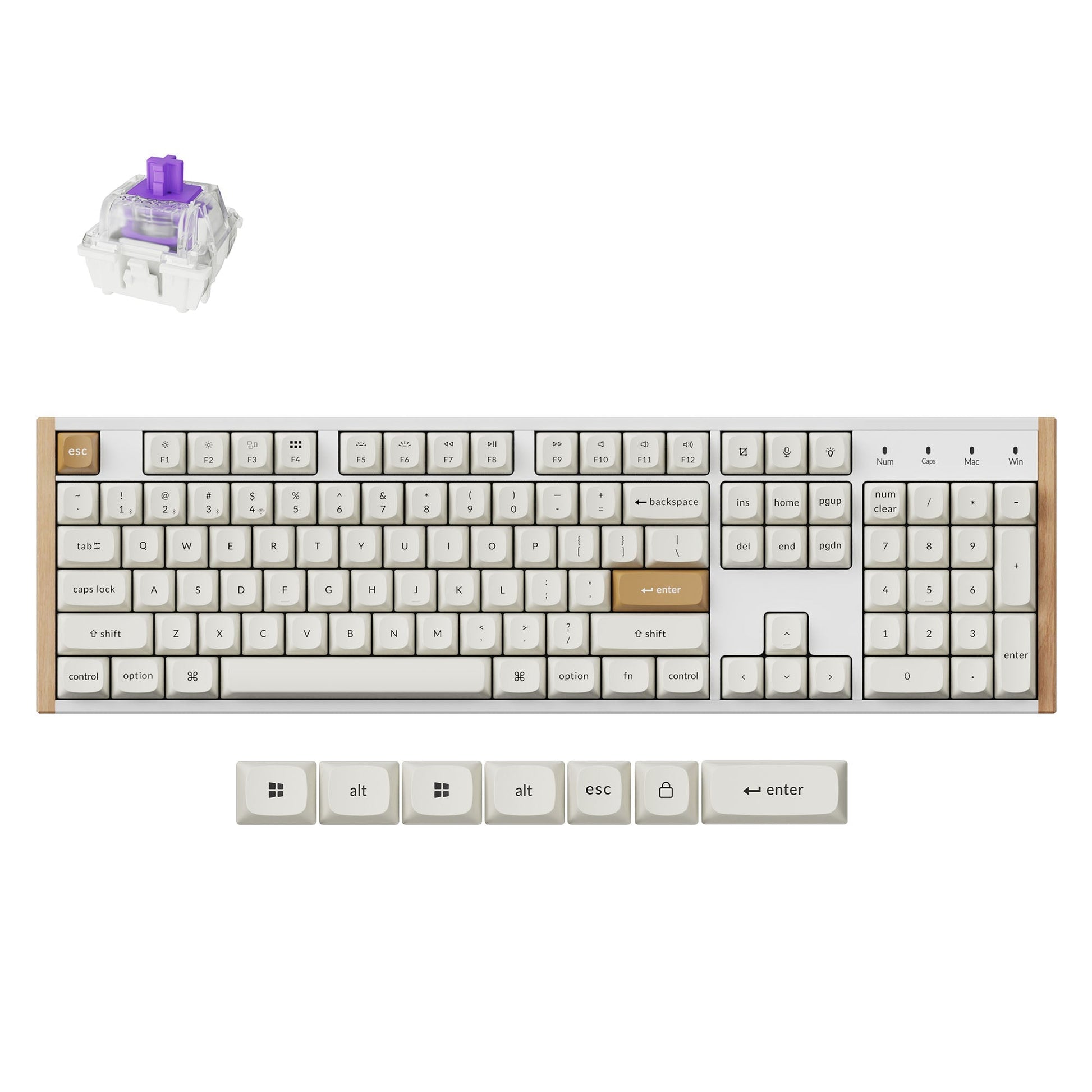 Keychron K10 HE Full Size Layout Wireless Magnetic Switch Custom Keyboard Special Edition Wooden White RGB Backlight Double-Shot PBT Keycaps