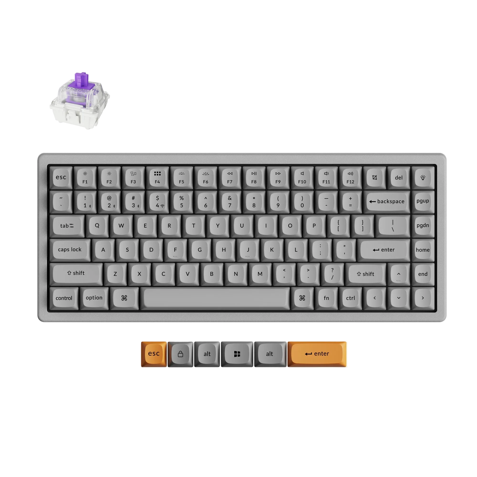 Keychron K2 HE Wireless Magnetic Switch Custom Keyboard - Concrete Edition