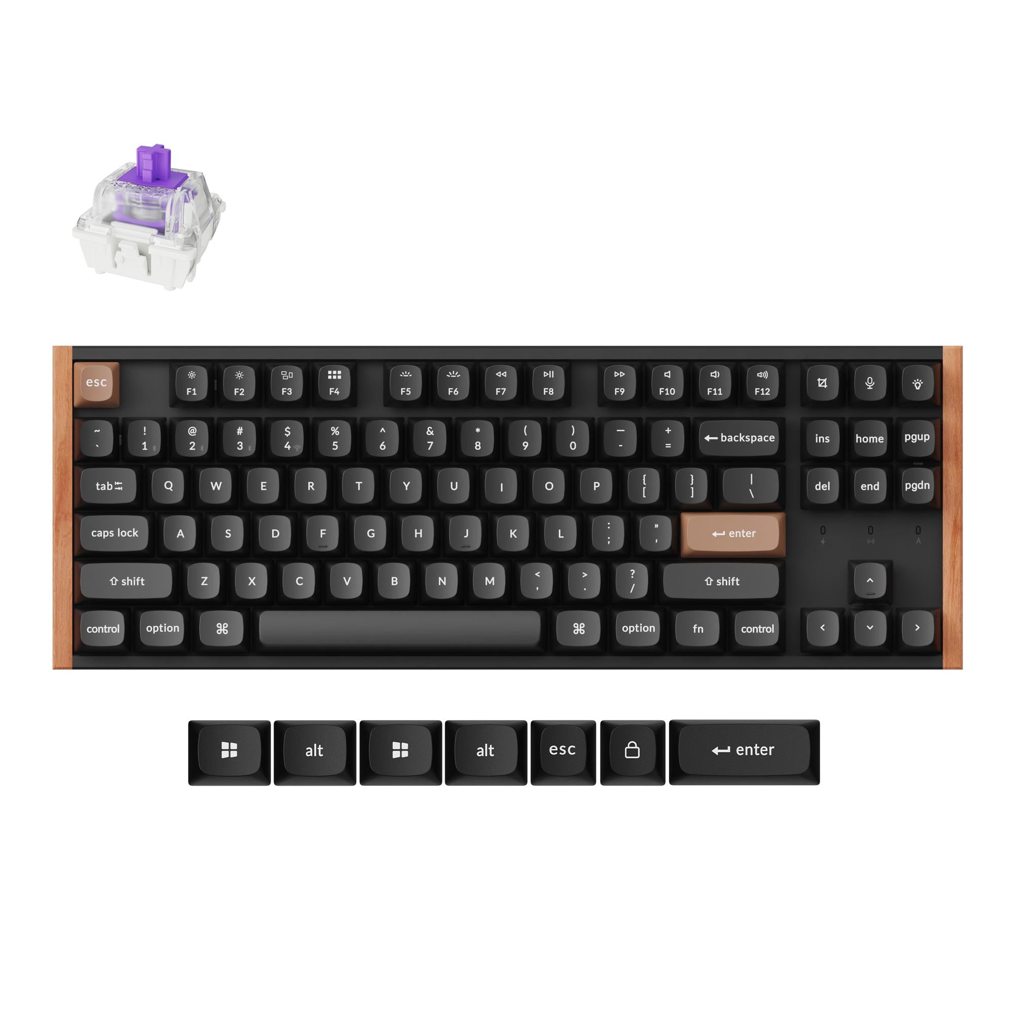 Keychron K8 HE 80 Percent Layout Wireless Magnetic Switch Custom Keyboard Special Edition Wooden Black RGB Backlight Double-Shot PBT Keycaps