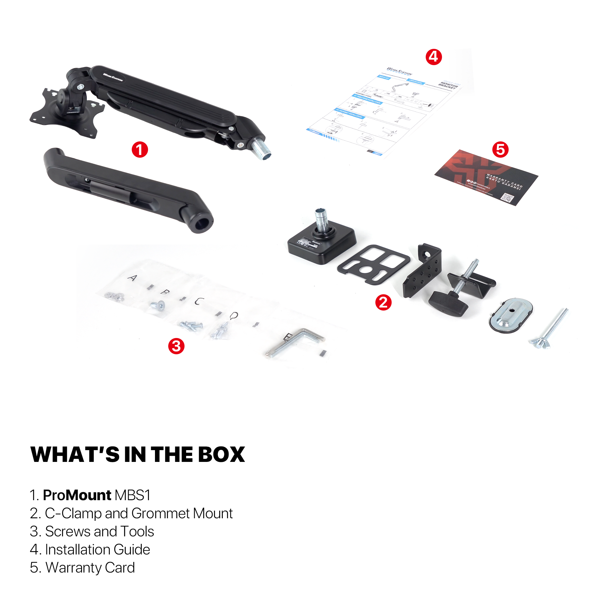 Fantech WorkStation MBS1 Single-Arm Monitor Bracket 90 Degree Tilt
