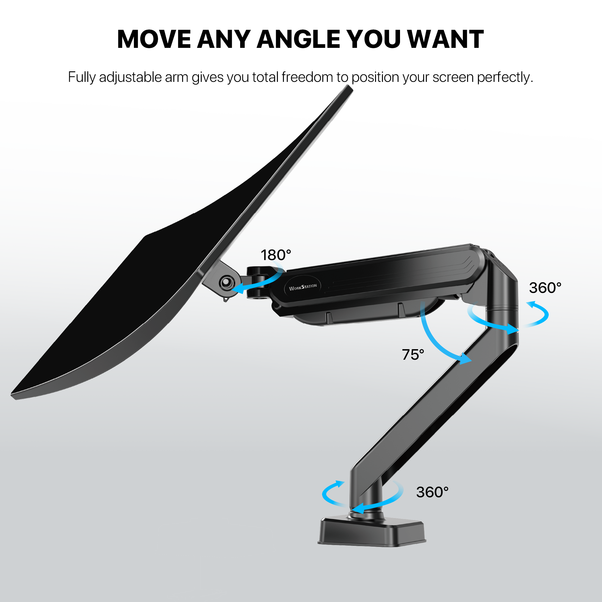 Fantech WorkStation MBS1 Single-Arm Monitor Bracket 90 Degree Tilt