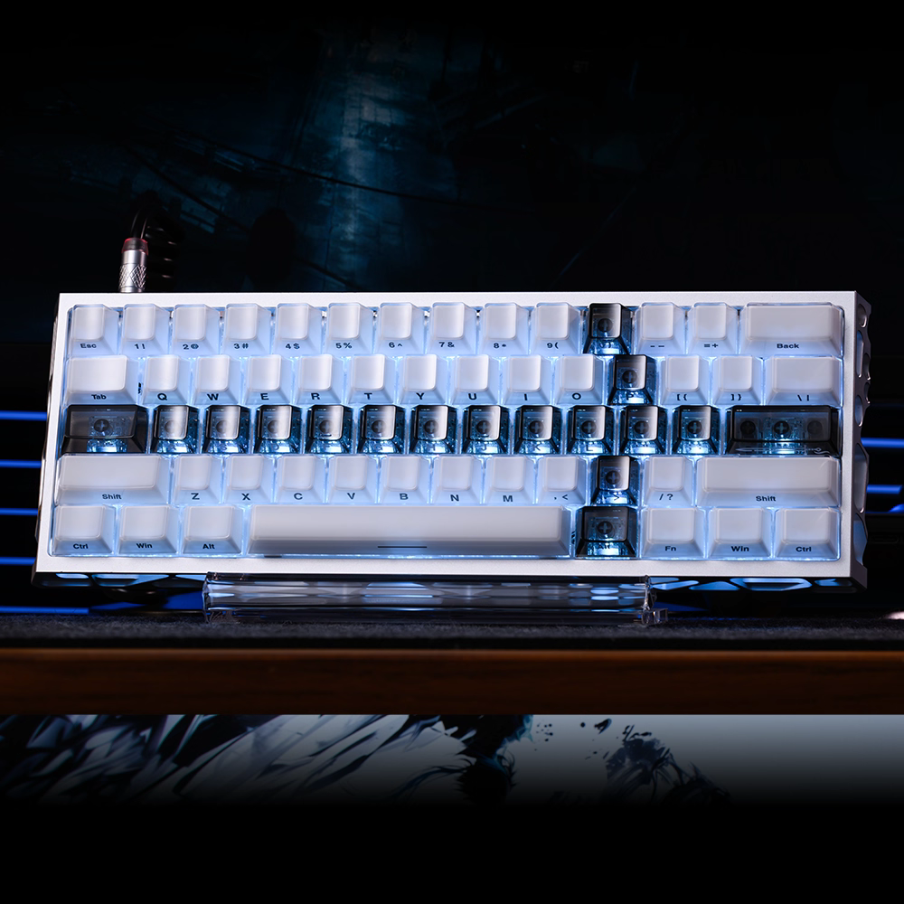 White Crystal Jelly OEM Profile Double-Shot PC Keycaps