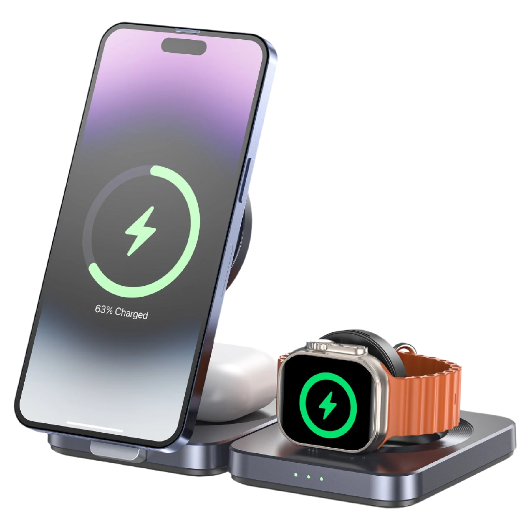 Unitek Qi2 Foldable 3-in-1 Wireless Charging Station iPhone 15W / Apple Watch 2.5W / Airpod 3W (Black)