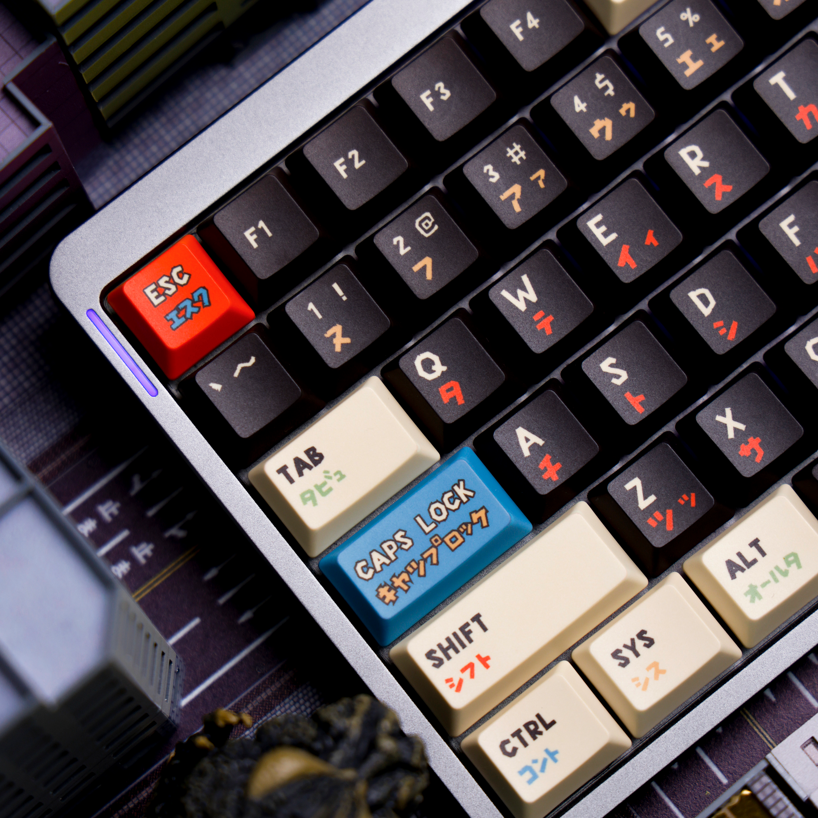 Keytok BERRY Low-Profile Black Classic Godzilla Keycaps 173pcs / Set