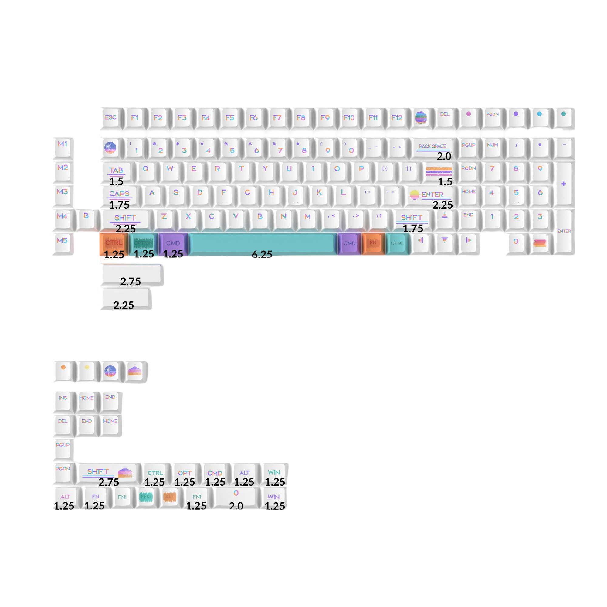 Pixel Sunset - Cherry Profile Dye-Sub PBT Full Keycap Set