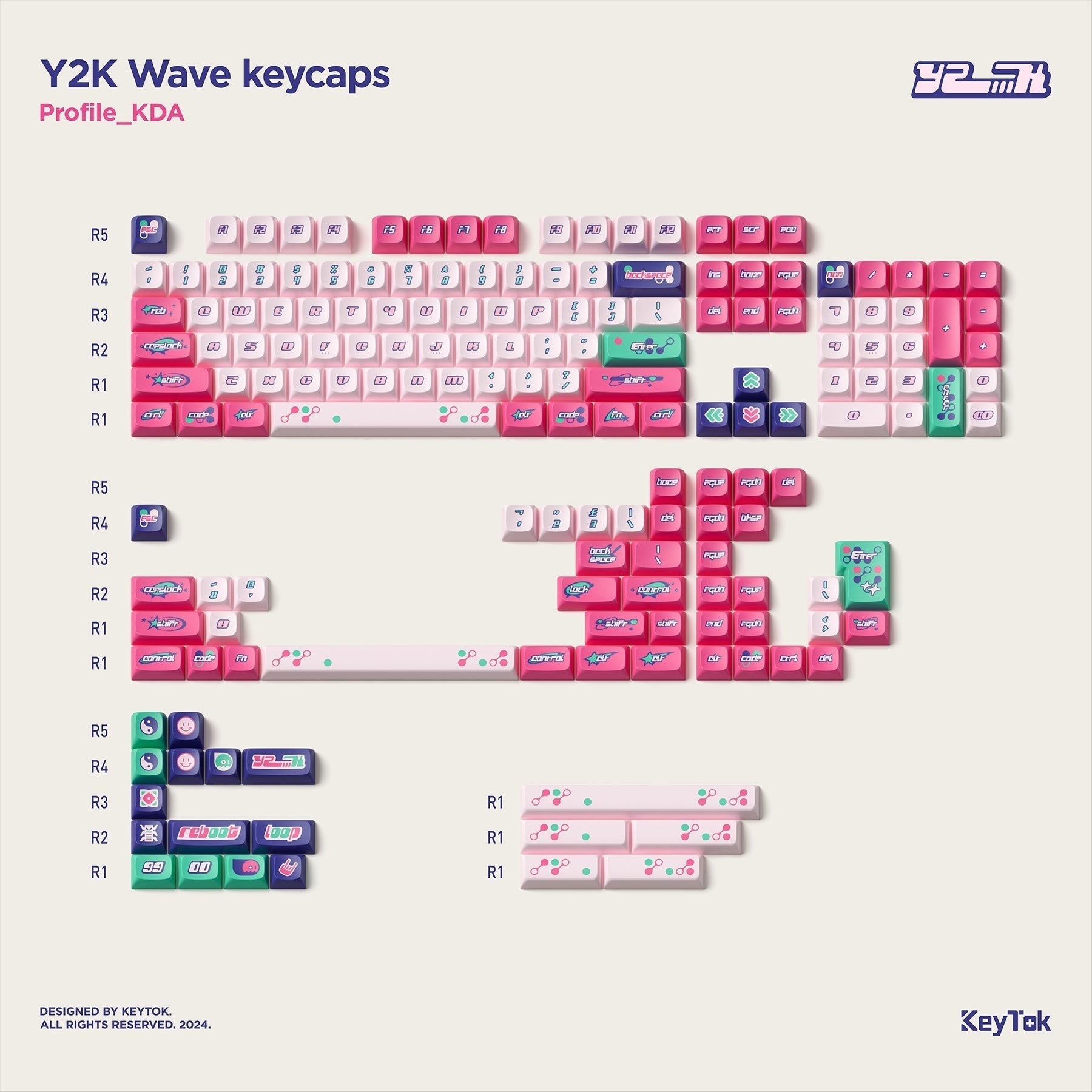 NuPhy x Keytok KDA Y2K Dye-Sub PBT Keycaps