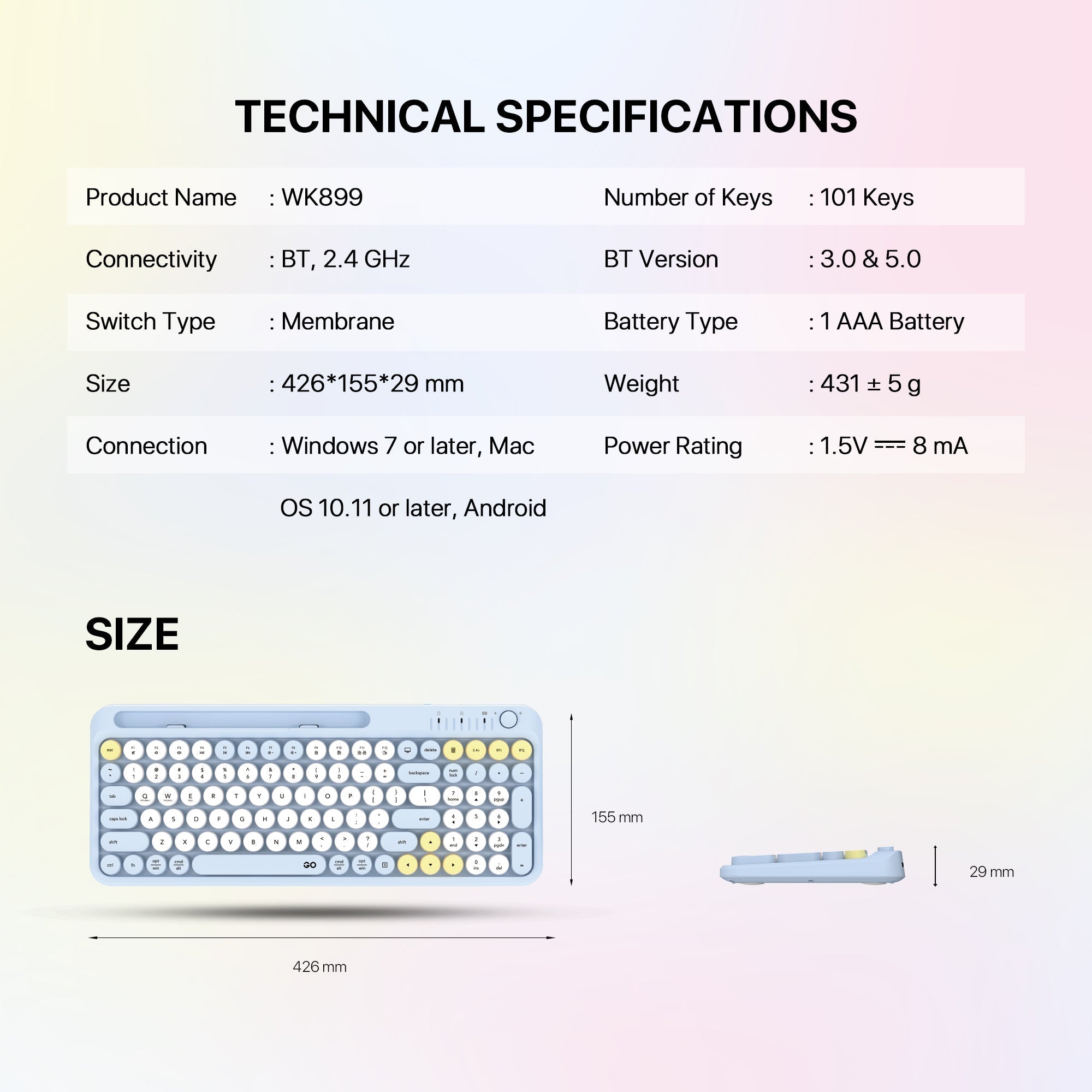 Fantech GO MOCHI101 95% Wireless Keyboard and Mouse Combo Set