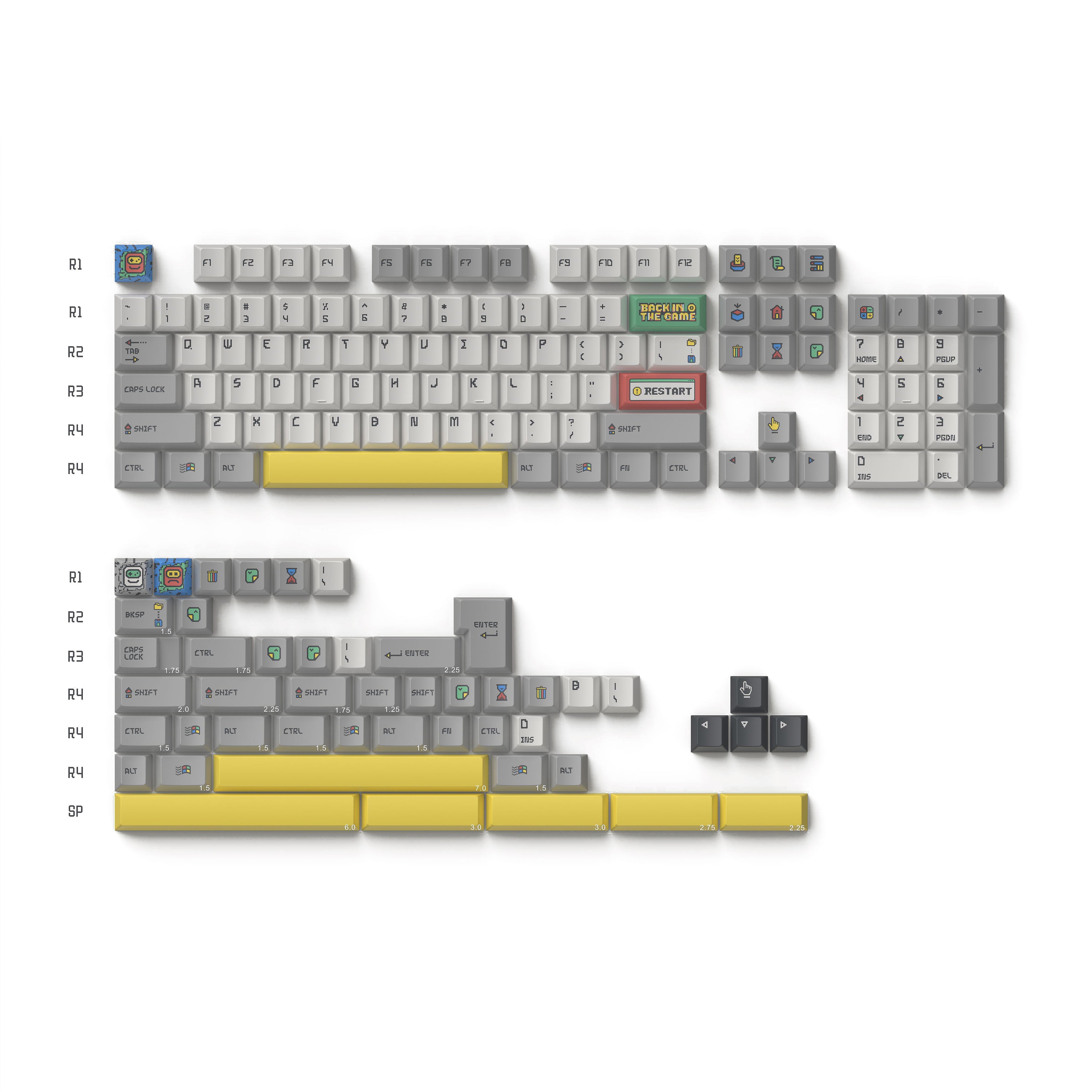 Keytok Cherry Back in Game - Light Grey (Retro Version) Dye-Sub PBT Keycaps 152pcs / Set