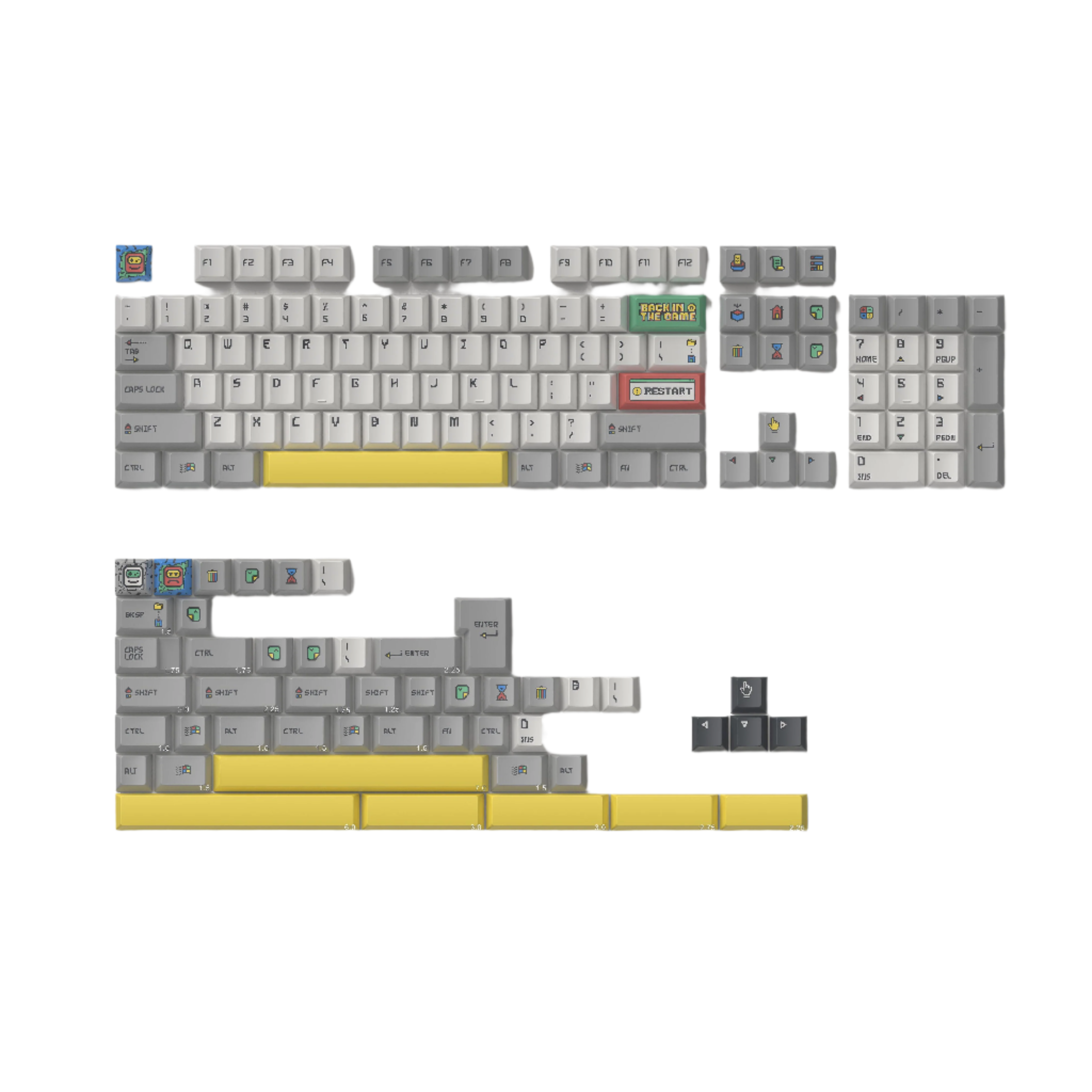 Keytok Cherry Back in Game - Light Grey (Retro Version) Dye-Sub PBT Keycaps 152pcs / Set