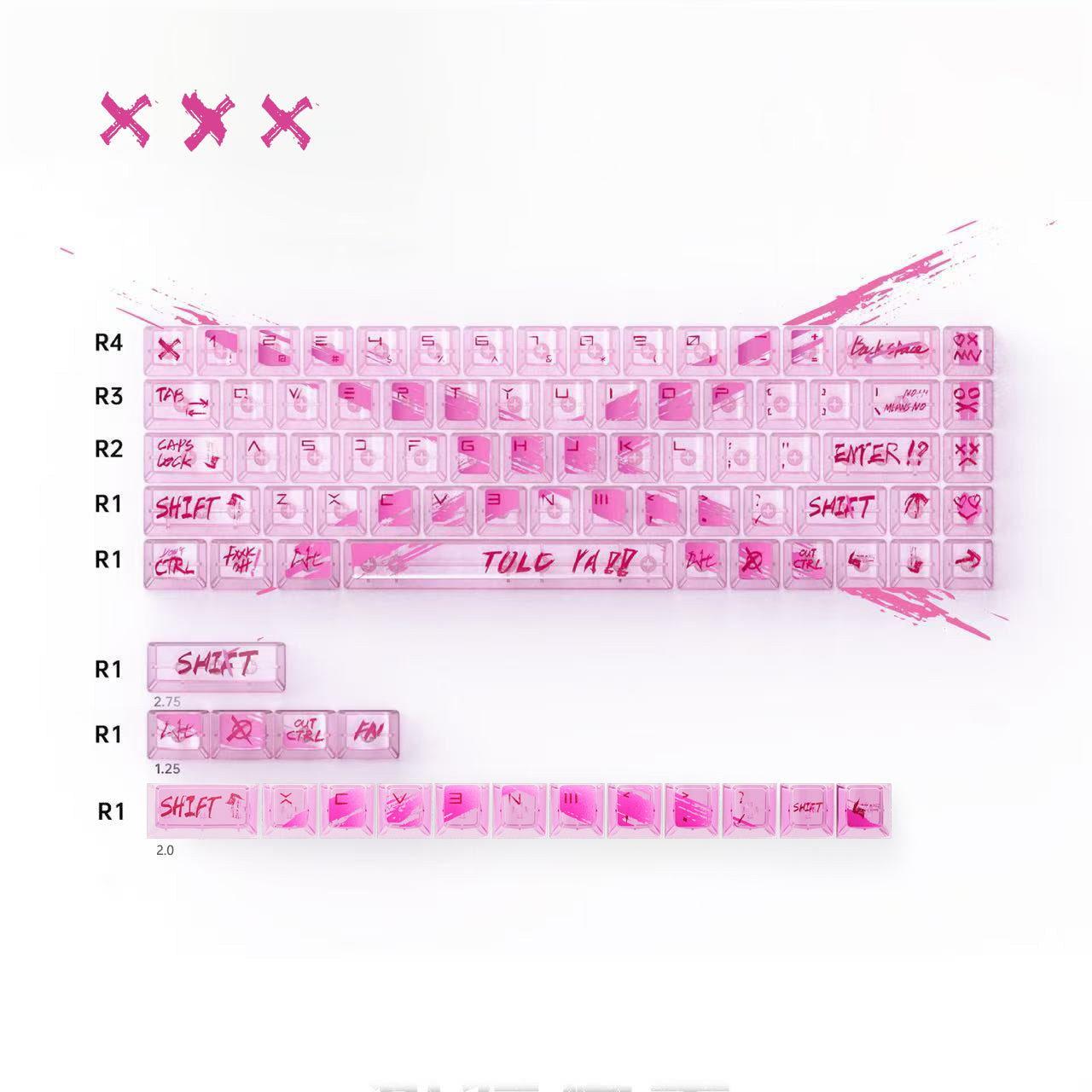 Keytok XXX Cherry Profile PC Keycaps 73pcs/ Set