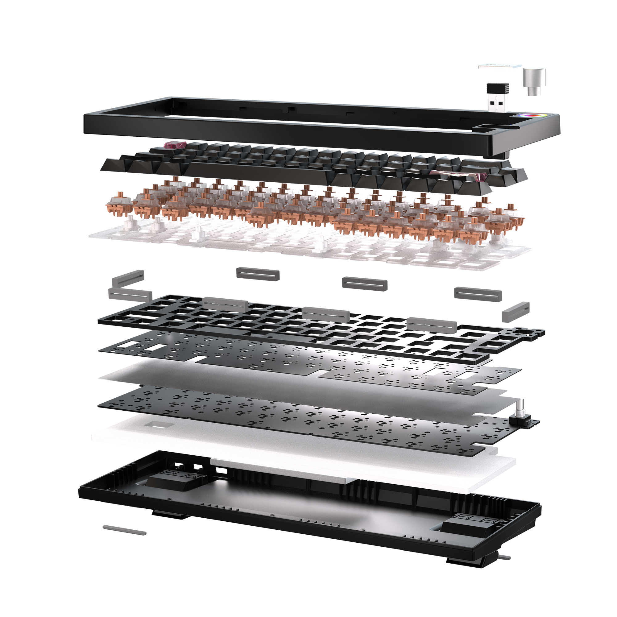 Fantech MAXFIT6 60% Hot-Swap QMK/VIA Wireless Mechanical Keyboard with Knob