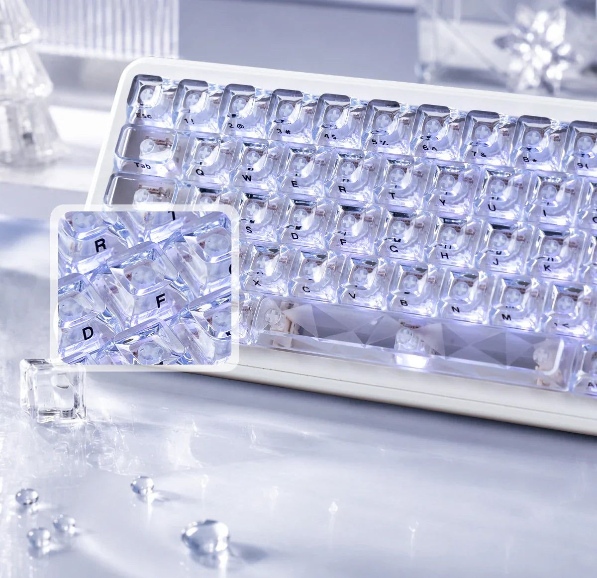 Womier Ice Cube Clear Keycaps Set - Crystal Ice Keycaps set for Keyboard