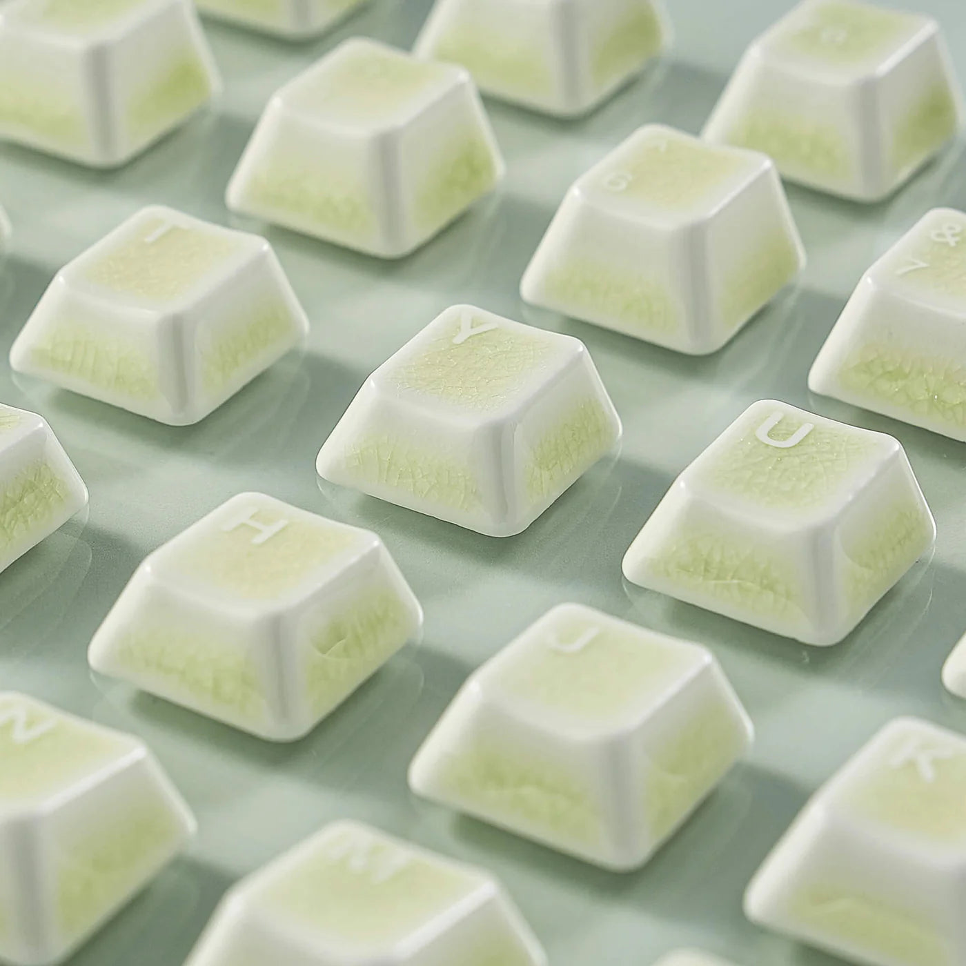 Ceramic Keycap Full Set-Green Crazed