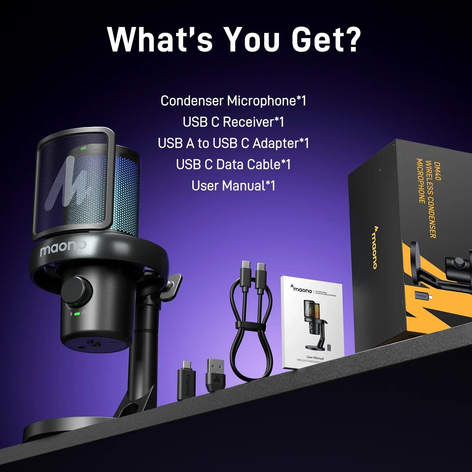 MAONO DM40 Pro USB/Wireless Gaming Desktop Microphone