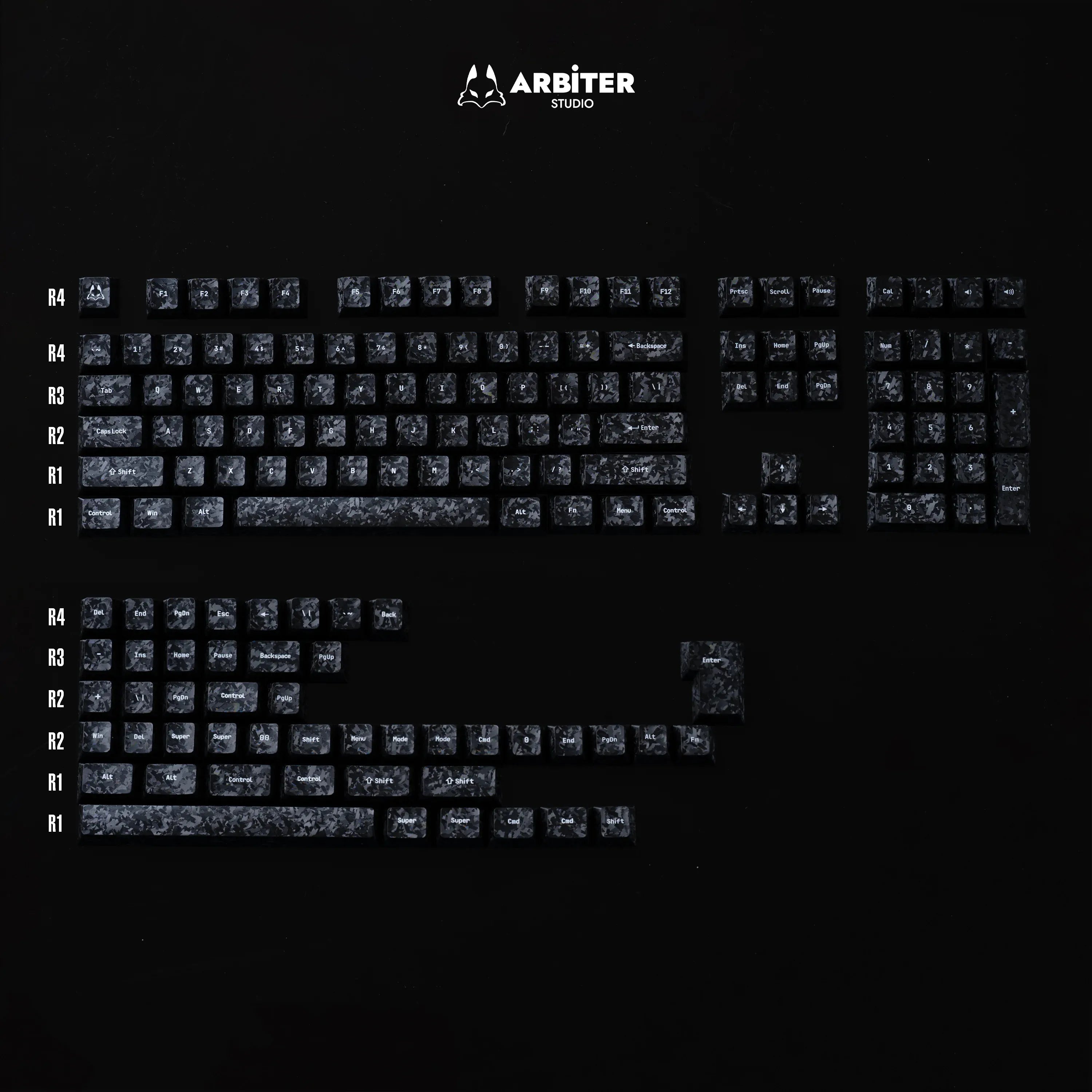 TENKO ARBITER STUDIO Carbon Fiber Textured Cherry profile Keycap Set (Pre-Order)