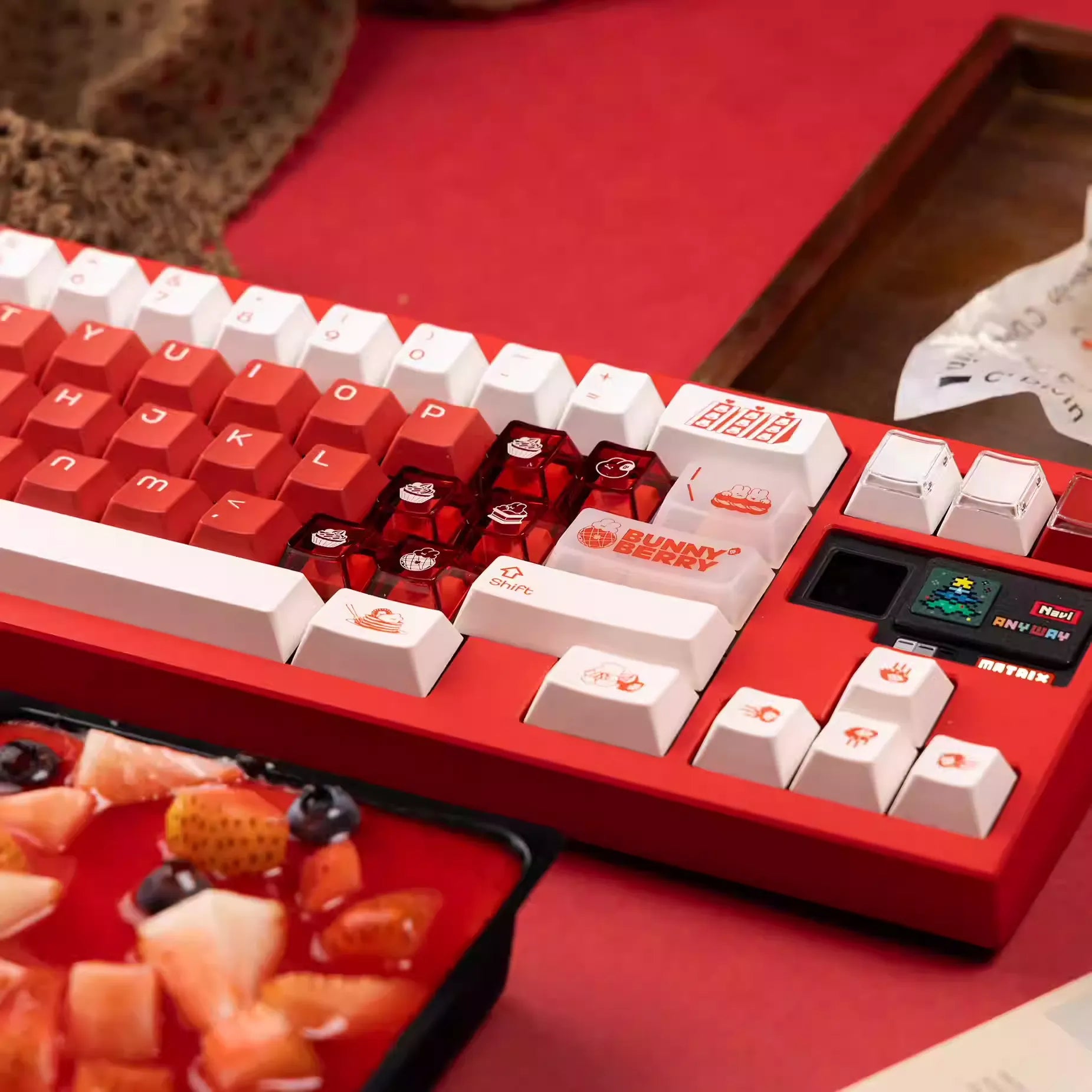 KeyByeLab Bunny Berry Cherry Profile PBT+PC Keycap Set with Transparent Keycap