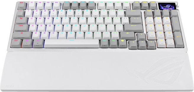 Asus ROG Azoth 96 HE Lite Gaming Mechanical Keyboard ROG HFX V2 Magnetic Hot-Sappable Switch Tri-mode OLED Display 8K Polling Rate - White