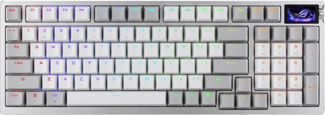 Asus ROG Azoth 96 HE Lite Gaming Mechanical Keyboard ROG HFX V2 Magnetic Hot-Sappable Switch Tri-mode OLED Display 8K Polling Rate - White