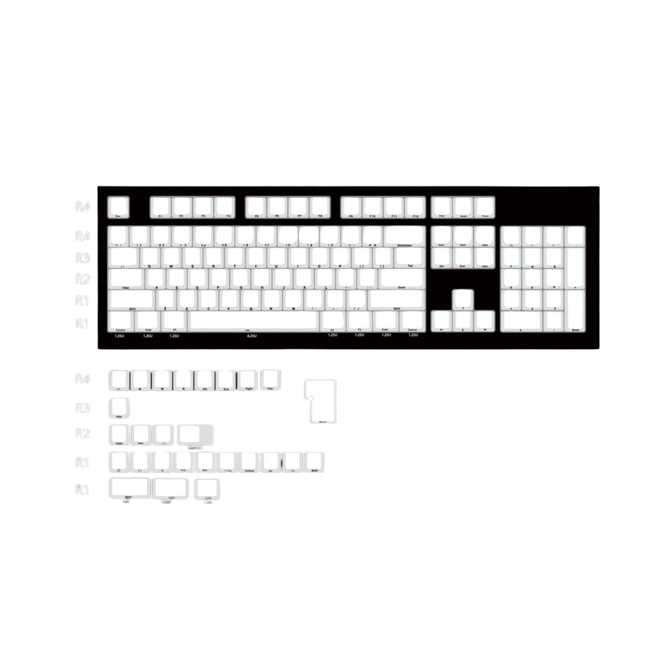 White Side-Translucent PBT Double-Shot Cherry OEM Profile Keycaps
