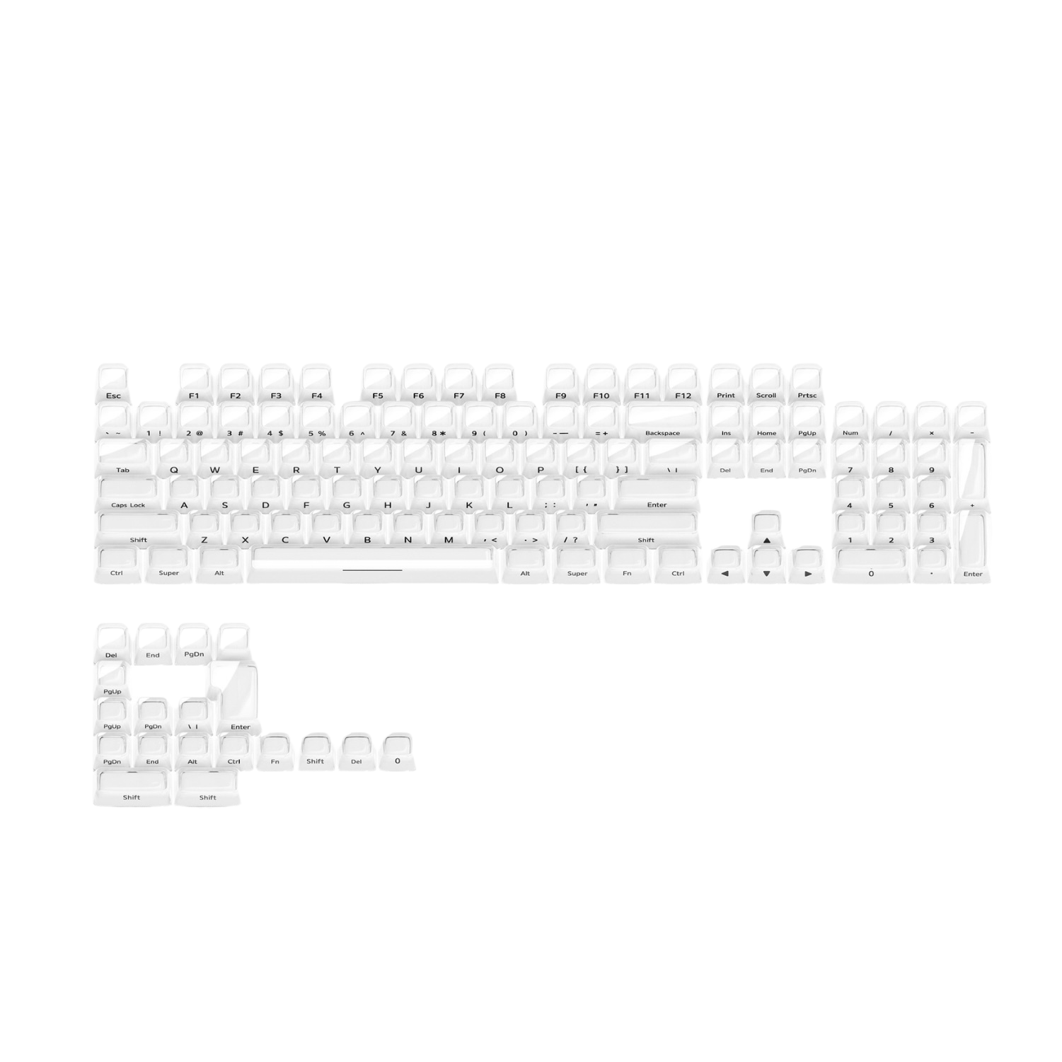 White Crystal Jelly OEM Profile Double-Shot PC Keycaps